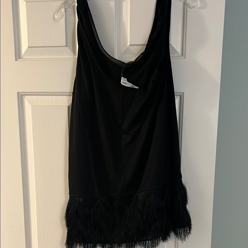 Black Fringe Sleeveless Dress